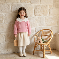 Ensemble de couverture tricotée Pinuotu pour bébé avec pull à col torsadé à manches longues, mignon rose, pour fillettes, accessoires de literie pour nouveau-nés