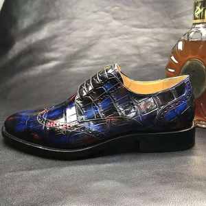 Chaussures multicolores pour hommes Chaussures habillées personnalisées en cuir véritable de crocodile et Oxfords Alligator classique Chaussures de soirée d'affaires pour hommes - Product Image 6