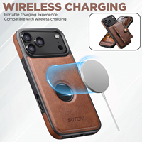 Étui de téléphone SUTENI pour iPhone 18 Pro Max avec recharge sans fil, bouton magnétique, porte-cartes, support, portefeuille 2-en-1, compatible avec les modèles 17, 16 Plus, 15, 14, 13, 12