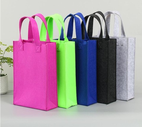 Felt Storage Bag Gray Customized Logo Light Weight Non Woven Foldable Travel Wardrobe Bedroom Storage Shopping Bag