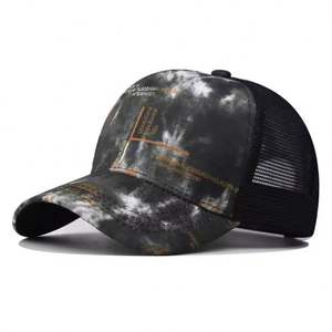 Gorra de béisbol de verano 2024 al por mayor con estampado Tie-Dye para hombre, gorra deportiva de malla de 5 paneles estilo camionero - Product Image 4
