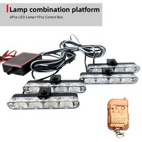 DiHui Supplies Nouvelle télécommande sans fil 1 à 4, 16 LED, 12V 1.6A, feux stroboscopiques à clipser pour calandre de voiture, feux clignotants universels