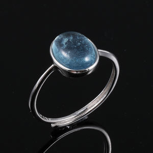 S925 スターリングシルバー リング 100% 天然宝石 アメジスト サンストーン アクアマリン ムーンストーン マラカイト 調節可能 ストーンサンプルリング - Product Image 2