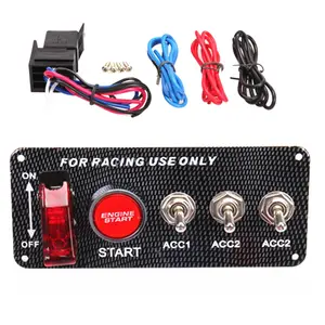 Painel de interruptores de LED para corrida de carros 12V com luzes indicadoras vermelhas 5 em 1 interruptor de LED