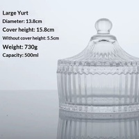 Porte-bougie en verre cristal avec couvercle, diffuseur sans flamme, cloche en verre, pots à bougies, contenants cosmétiques – 3oz, 8oz, 17oz, 25oz