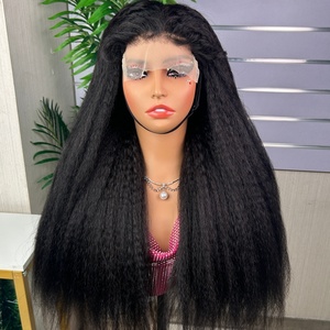 Perruque de luxe sans colle 5*5 en cheveux humains vierges lisses et bouclés, double épaisseur, sans perte de cheveux, avec dentelle transparente pour femmes - Product Image 1