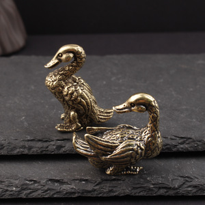 Par de Adornos de Pato Mandarín de Latón, 2 Piezas, Decoración Tradicional para Escritorio, Regalo para el Hogar u Oficina, Obra de Arte Artesanal - Product Image 2