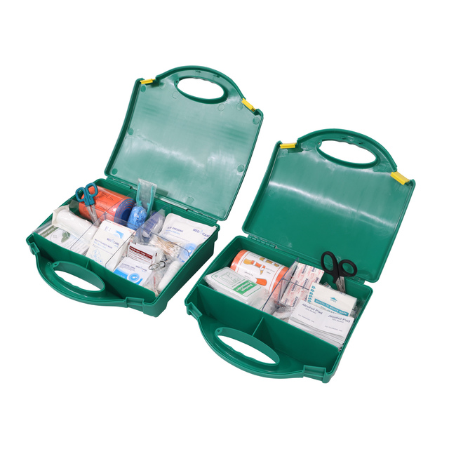 Portable Green First Aid Kit Box - Waterproof ABS Medical Storage Case with Carry Handle for Car Outdoor