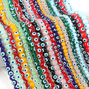 6/8mm Halloween <span class=keywords><strong>Evil</strong></span> <span class=keywords><strong>Eye</strong></span> Glasperlen Runde Charms Loose Spacer Perlen für Schmuck herstellung Ohrring Armband Halskette Zubehör