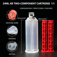 Seringue de colle époxy bicomposante vide 24 ml 1:1 avec double cartouche, distributeur d'adhésif à deux composants avec piston et capuchon refermable