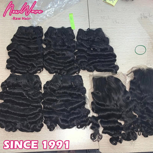 柬埔寨优质原生人发直发自然波浪未加工处女天然波浪超双层拉丝9A-15A级头发 - Product Image 3