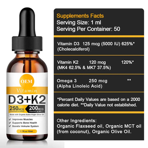 Complément Alimentaire Liquide <span class=keywords><strong>Vitamine</strong></span> D3 + K2, Favorise la Santé des Os, des Muscles et du Système Immunitaire, 50 ml, OEM, Étiquette Privée, Personnalisation Disponible - Product Image 6