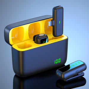 Nouveau microphone sans fil à clip SX5 SX6 deux-en-un, avec <span class=keywords><strong>enregistrement</strong></span> vidéo, écran LED portable 2,4 G, étui de charge mobile - Product Image 1