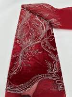 Tissu en dentelle à sequins nigérian de haute qualité, base en maille perlée avec sequins, tissu de mariée