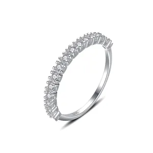 CZCITY热卖100% 925纯银几何圆形锆石圈订婚手指女锆石戒指