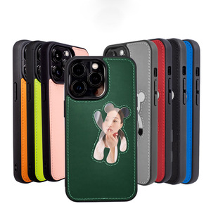 Vente en gros d'ours en cuir PU mignon en forme de miroir de <span class=keywords><strong>couverture</strong></span> de téléphone étui de téléphone antichoc à la mode pour iPhone 15 14 13 12 11 - Product Image 1
