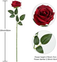 Langstieliger Künstlicher Seidenblumenstrauß Realistische Rosen Rote Blumen für Heim Hochzeit Weihnachten & Neujahrsparty Dekoration