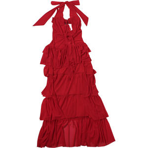 Viviblook Z0130ST Nouvel ensemble robe et haut sexy pour femme, en maille ajourée, patchwork, sans bretelles, style licou et à volants - Product Image 6