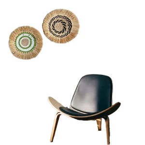 GZDH Décoration murale durable Art Déco verte et noire en macramé de bambou, mini lune pour usage domestique et commercial - Product Image 1