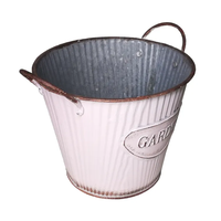 Pot de fleurs en métal galvanisé rose seau gaufré avec poignée vase décoratif pour plantes de maison et de jardin