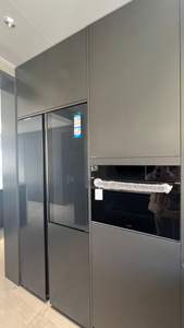 Armoire de cuisine contemporaine moderne en bois massif beige, avec réfrigérateur intégré, vente directe de bois, bricolage, E1 - Product Image 6