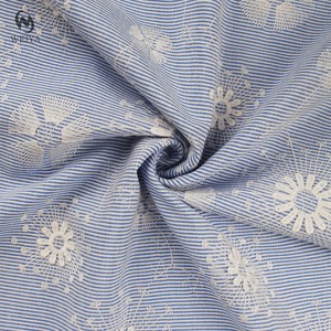 Thời Trang Ăn Mặc Áo Quần Áo Tùy Chỉnh Thiết Kế 55 <span class=keywords><strong>Polyester</strong></span> 45 Cotton Pha Trộn Màu Xanh Trắng Sọc Vải Với Thêu - Product Image 3