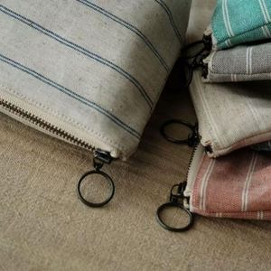 Bolsa de Maquillaje de Algodón y Lino Ecológica a Rayas, Plegable, Ligera, con Cierre, Unisex, para Organización y Viajes - Product Image 6