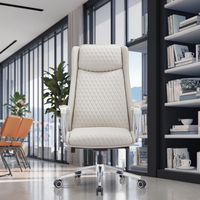 Fauteuil de bureau moderne ergonomique confortable en cuir souple, surface en cuir carrée en forme de losange, pivotant et réglable en hauteur