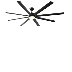 Ventilador de Techo de 84 Pulgadas, Negro, con Control Remoto, Luz, 6 Aspas Metálicas, Motor de Corriente Alterna, para el Hogar - Product Image 1