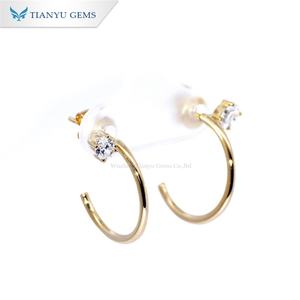 Tianyu Gems Oval Lab Diamonds Half Hoops Pendientes 18K 14K 10K Oro amarillo Mujeres Pendientes DE BODA Joyería Diseño simple Personalizado - Product Image 3