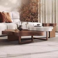 Table basse italienne moderne en forme de nuage, blanc crème, en bois massif, avec rangement rétractable et pliable, idéale pour les petits salons