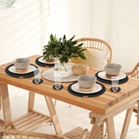 18 ensembles de tapis de Table 6 pièces napperons ronds en feutre avec 6 sous-verres en feutre et 6 sacs à couverts en feutre pour la famille ou le Restaurant