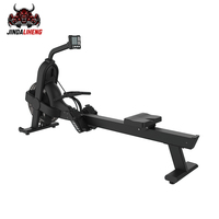 Rameur pliable avec résistance à air, volant d'inertie, moniteur numérique, siège coulissant et sangles de pieds pour un entraînement cardio complet du corps
