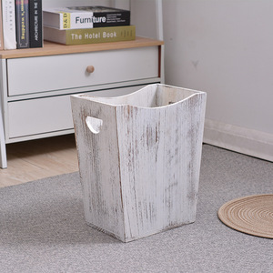 Cesta de papel de oficina de madera antigua de estilo escandinavo, <span class=keywords><strong>cubo</strong></span> de <span class=keywords><strong>basura</strong></span> de bambú doméstico Simple sin tapa para almacenamiento de sala de estar y dormitorio - Product Image 3