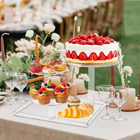 Support à gâteau de mariage moderne fait main à 3 étages, présentoir en acrylique transparent personnalisé pour desserts à plusieurs étages, recyclable