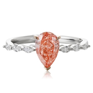 Anster platino 18k oro laboratorio cresciuto anello di diamanti rossi 1ct forma di pera <span class=keywords><strong>diamante</strong></span> <span class=keywords><strong>rosso</strong></span> per le donne su misura accettabile - Product Image 1
