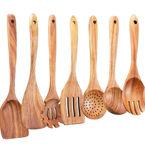 2025 Wholesale 100% Natural Set 9pcs Durable Teak Wood Nonstick <strong>Kitchen</strong> Wooden Utensils For Cooking Premium Quality Utensils Set - Product Image 3