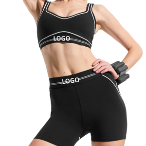 Ensemble <span class=keywords><strong>de</strong></span> <span class=keywords><strong>sport</strong></span> 2 pièces personnalisé pour <span class=keywords><strong>femme</strong></span> : tenue <span class=keywords><strong>de</strong></span> fitness, yoga et entraînement avec LOGO, short respirant - Product Image 1