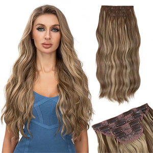 باروكة شعر مستعار من قطعة واحدة رائجة البيع عبر الحدود من تشجيانغ، طقم من أربع قطع، ألياف مقاومة للحرارة العالية، موجات الجسم والموجات المائية، كثافة 100% - Product Image 2