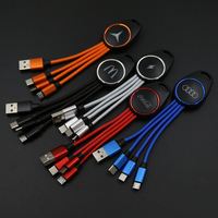 Cable de Carga LED 3 en 1 con Llavero, Regalo Premium en Oferta |   Gadget Promocional con Logotipo Luminoso |   Cargador Portátil Universal