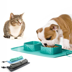 Venta al por Mayor 2022, Tazón Doble Plegable para Perros, de Silicona Suave, Antideslizante, para Viajes al Aire Libre - Product Image 1