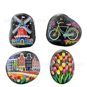 Imán de nevera pintado a mano con diseño de bicicleta, arte folclórico, recuerdo de viaje, adhesivo magnético - Product Image 5