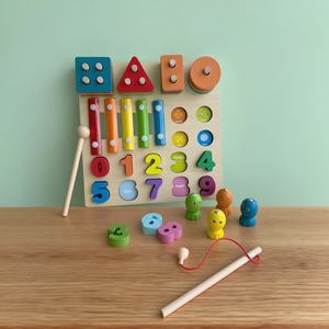 4 1 Multi-functional Wooden Early Education Intelligence Development Toys Digital Cognitive Fruit Shape Matching for 5-7 Years - Product Image 2