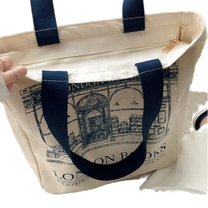 Chuanghua Custom Logo Printed Nature Cotton Canvas Tote Bag Reusable Grocery Shopping Bag with Letter Pattern No MOQ