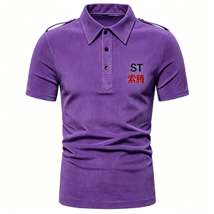 Exclusivo Cordón de Pana Casual para Camisa de Hombre, Manga Corta, Bordado, para Golf, con Logotipo Personalizado OEM - Product Image 6