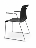 Chaise de conférence empilable moderne avec accoudoirs et base chromée pour écoles, dortoirs, salles d'étude, salles de classe, réunions et formations
