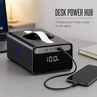 Power Bank Kapasitas Besar Desain Kubus dengan Pegangan, Layar LED Indikator Persentase, Pengisi Daya Cepat USB-A Tipe-C untuk Perjalanan Bisnis