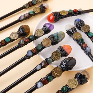 Wholesale Natural Healing Crystal Handmade Crafts 12 Constellations Tumble Sceptre Holiday Birthday Cosplay Gift
