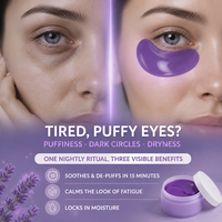 Patchs Hydrogel OEM Marque Privée pour les Yeux, Masque Apaisant à la Lavande, Patchs Gel Sous les Yeux Anti-Poches, Anti-Cernes et Anti-Rides, 60 Pièces