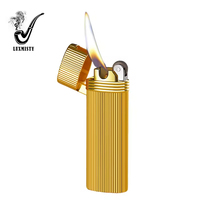 Briquet à gaz butane moderne rétro en métal avec flamme latérale coulissante, cadeau d'affaires pour fumeurs de cigarettes et de cigares